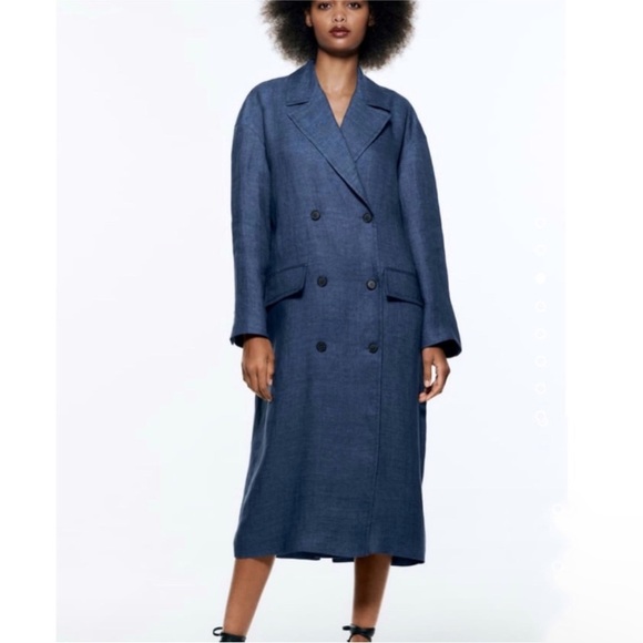 Zara button linen limited edition coat EUC - Picture 2 of 6